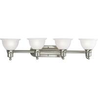 Progress Lighting 4 Light 120 volt Brushed Nickel Vanity Etched Glass Light Fixture