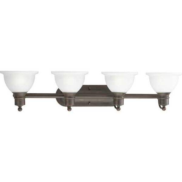 4 Light 120 volt Antique Bronze Vanity Etched Glass Light Fixture