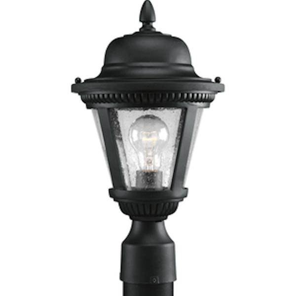 1 Light Black with Clear Seeded Glass Wall Light Fixture