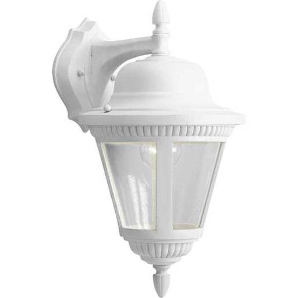 1 Light White with Clear Seeded Glass Wall Light Fixture