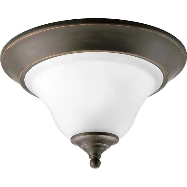 1 Light Antique Bronze Etched Glass Bowl Ceiling Light Fixture