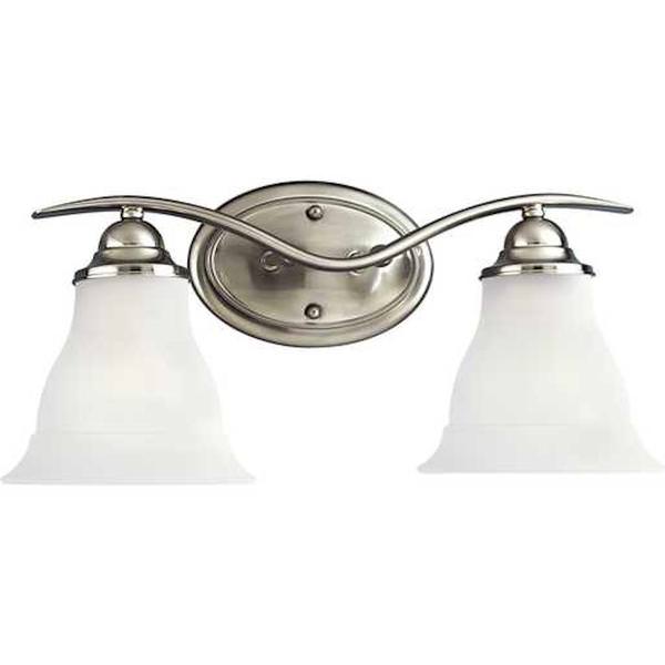2 Light 120 volt Brushed Nickel Vanity Etched Glass Light Fixture
