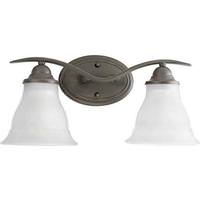 View 2 Light 120 volt Antique Bronze Vanity Etched Glass Light Fixture