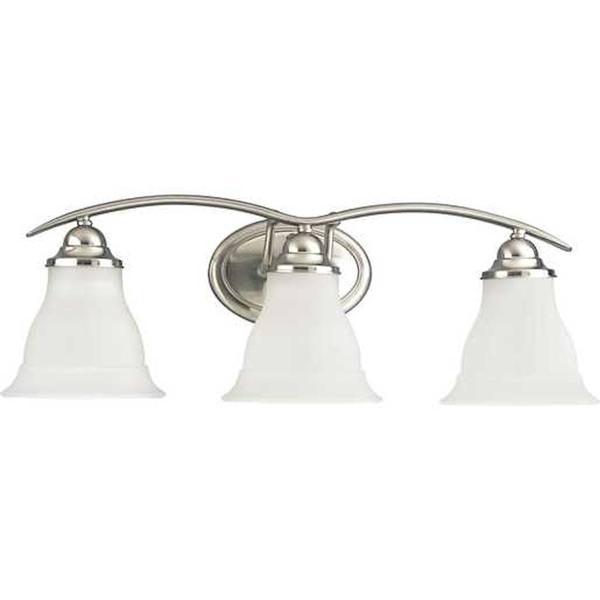 3 Light 120 volt Brushed Nickel Vanity Etched Glass Light Fixture