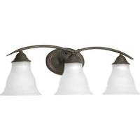 View 3 Light 120 volt Antique Bronze Vanity Etched Glass Light Fixture