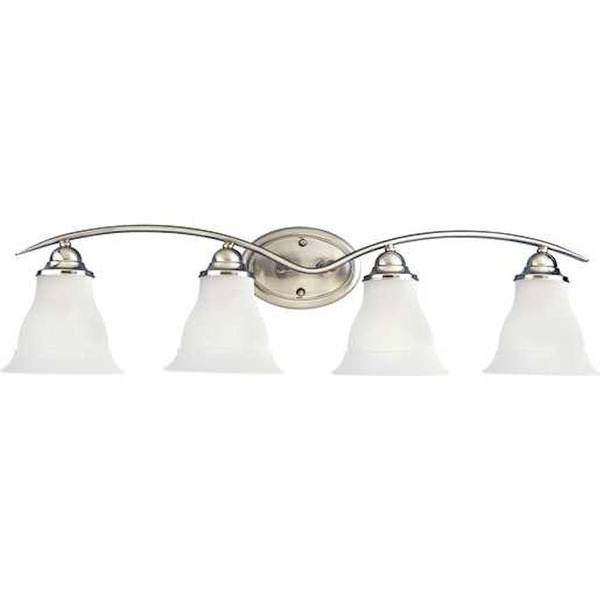 4 Light 120 volt Brushed Nickel Vanity Etched Glass Light Fixture