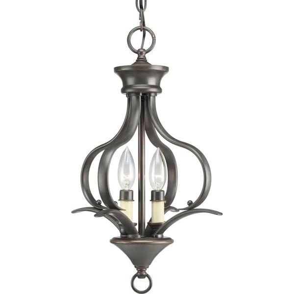 2 Light Antique Bronze Ivory Candle Sleeves Pendant Light Fixture