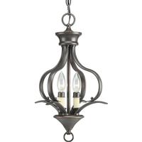 Progress Lighting 2 Light Antique Bronze Ivory Candle Sleeves Pendant Light Fixture