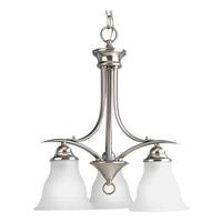 Progress Lighting 3 Light Brushed Nickel Etched Glass Shade Chandelier Light Fixture