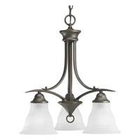 Progress Lighting 3 Light Antique Bronze Etched Glass Shade Chandelier Light Fixture