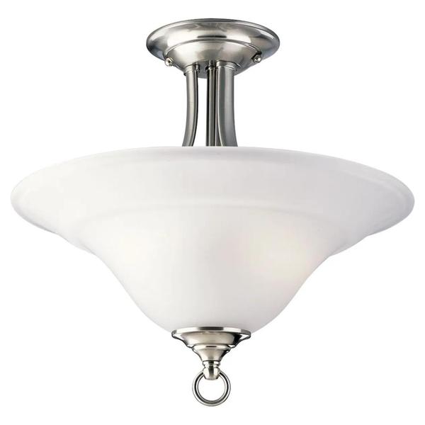 2 Light Brushed Nickel Etched Glass Bowl Semi-Flush/Hanging Light Ceiling Light Fixture
