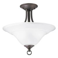 Progress Lighting 2 Light Antique Bronze Etched Glass Bowl Semi-Flush/Hanging Light Ceiling Light Fixture