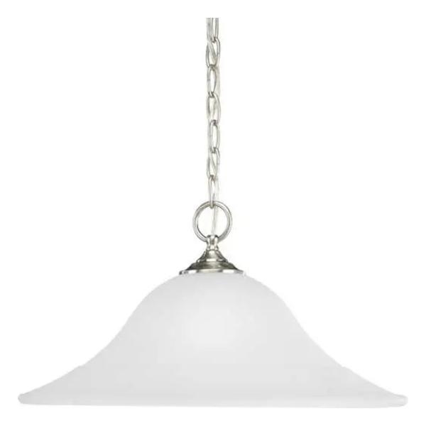 1 Light Brushed Nickel Etched Glass Shade Pendant Light Fixture