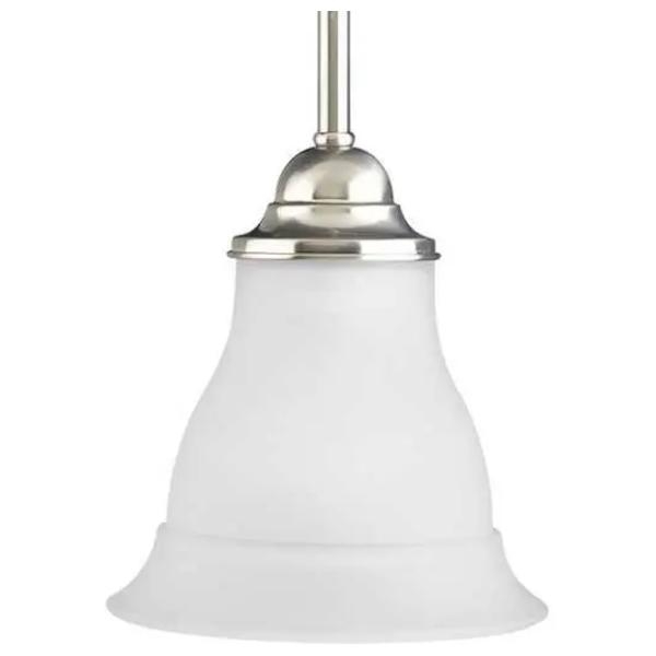 1 Light Brushed Nickel Etched Glass Shade Pendant Light Fixture