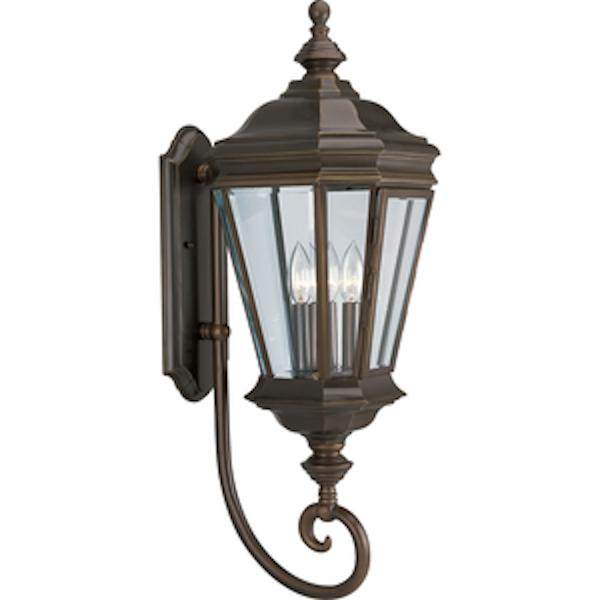 3 Light Oil Rubbed Bronze with Clear Beveled Glass Crawford Wall Light Fixture