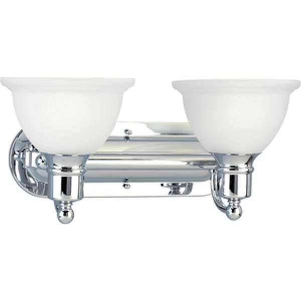2 Light 120 volt Polished Chrome Vanity Etched Glass Light Fixture