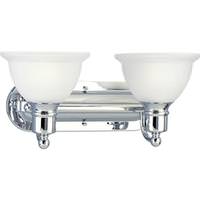 View 2 Light 120 volt Polished Chrome Vanity Etched Glass Light Fixture