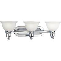 View 3 Light 120 volt Polished Chrome Vanity Etched Glass Light Fixture