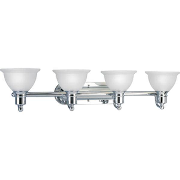 4 Light 120 volt Polished Chrome Vanity Etched Glass Light Fixture