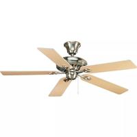 Progress Lighting 52" Brushed Nickel 5 White/Natural Cherry Reversible Blade Ceiling Fan
