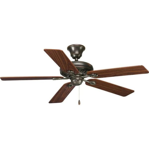 52" Antique Bronze 5 Classic Walnut/Medium Cherry Reversible Blade Ceiling Fan