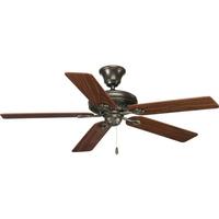 Progress Lighting 52" Antique Bronze 5 Classic Walnut/Medium Cherry Reversible Blade Ceiling Fan