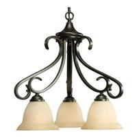 Progress Lighting 3 Light Forged Forged Etched Glass Shade Chandelier Light Fixture