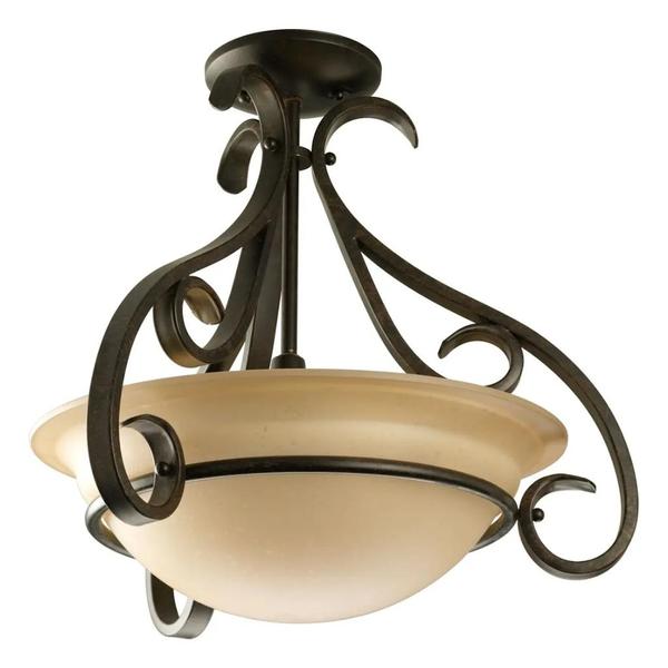 3 Light Forged Bronze Tea-stained Glass Transitional Style Torino Collection Pendant Light Fixture