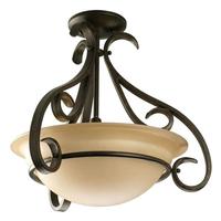 Progress Lighting 3 Light Forged Bronze Tea-stained Glass Transitional Style Torino Collection Pendant Light Fixture