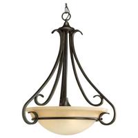 Progress Lighting 3 Light Forged Bronze Tea-stained Glass Transitional Style Torino Collection Pendant Light Fixture