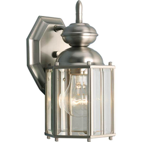 1 Light Brushed Nickel with Clear Glass Panel Wall Light Fixture