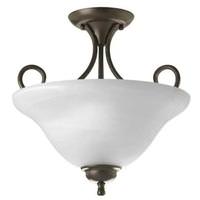 Progress Lighting 2 Light Antique Bronze Etched Ribbed Glass Semi-Flush Ceiling Light Fixture