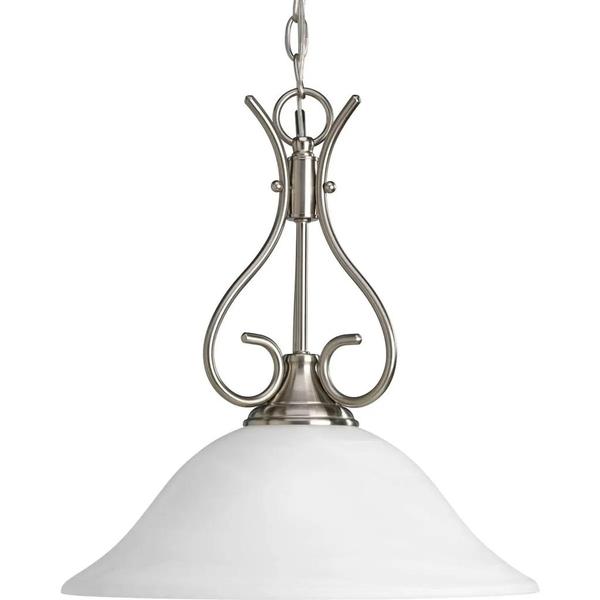 1 Light Brushed Nickel Alabaster Glass Shade Mini Pendant Light Fixture