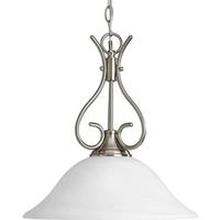 Progress Lighting 1 Light Brushed Nickel Alabaster Glass Shade Mini Pendant Light Fixture
