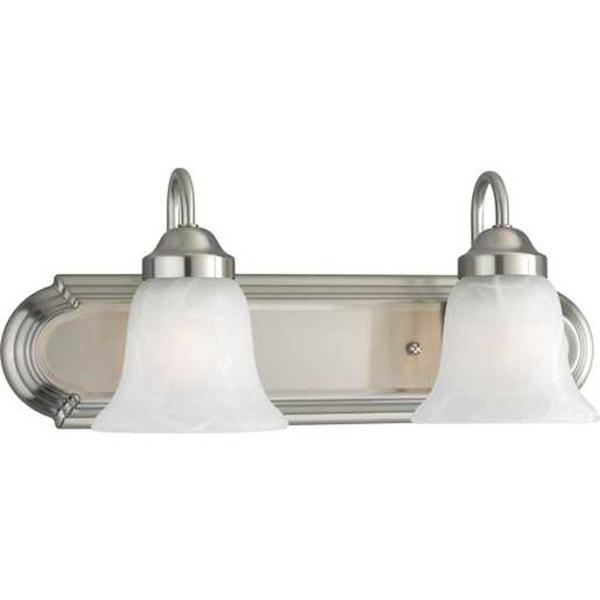 2 Light 120 volt Brushed Nickel Vanity Alabaster Glass Light Fixture