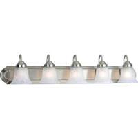 Progress Lighting 5 Light 120 volt Brushed Nickel Vanity Alabaster Glass Light Fixture