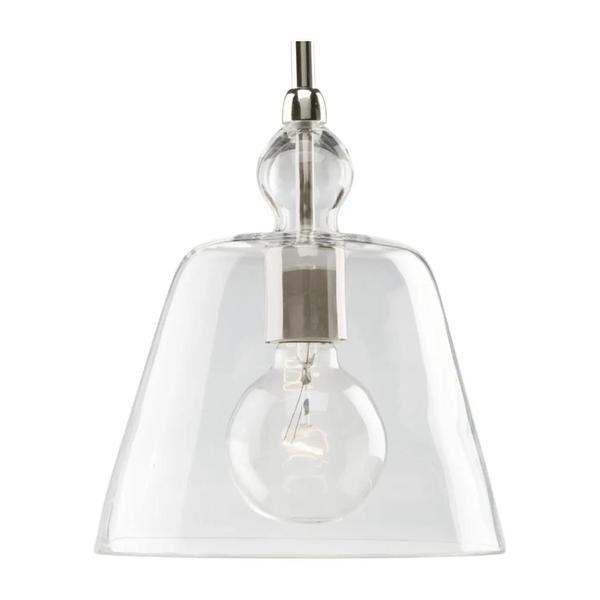 1 Light Polished Nickel Clear Glass Shade Pendant Light Fixture