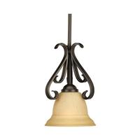Progress Lighting 1 Light Bronze Etched Glass Shade Pendant Light Fixture