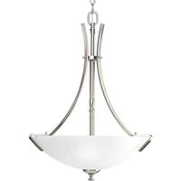 Progress Lighting 3 Light Brushed Nickel Etched White Glass Bowl Hall & Foyer Pendant Light Fixture