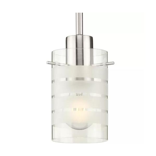 1 Light Brushed Nickel Clear Glass Shade Pendant Light Fixture