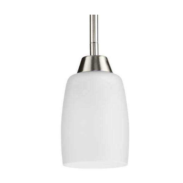 1 Light Brushed Nickel Etched Glass Shade Pendant Light Fixture