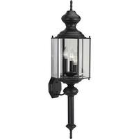 Progress Lighting 3 Light Black with Clear Beveled Glass Carriage Wall Light Fixture