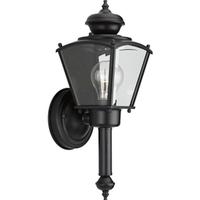 Progress Lighting 1 Light Black with Clear Beveled Glass Carriage Wall Light Fixture