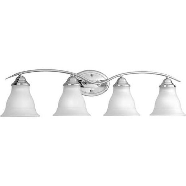4 Light 120 volt Polished Chrome Vanity Etched Glass Light Fixture