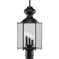 Progress Lighting 3 Light Black with Clear Beveled Glass BrassGUARD Post Top Light Fixture