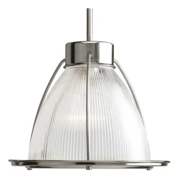 1 Light Brushed Nickel Clear Prismatic Shade Dimmable Mini Pendant Light Fixture