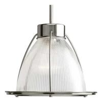 Progress Lighting 1 Light Brushed Nickel Clear Prismatic Shade Dimmable Mini Pendant Light Fixture