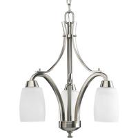 Progress Lighting 3 Light Brushed Nickel Etched Glass Shade Chandelier Light Fixture