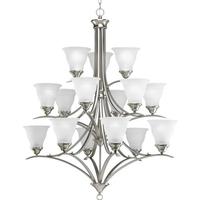 Progress Lighting 15 Light Brushed Nickel Etched Glass Shade Chandelier Light Fixture