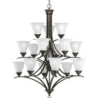 Progress Lighting 15 Light Antique Bronze Etched Glass Shade Chandelier Light Fixture